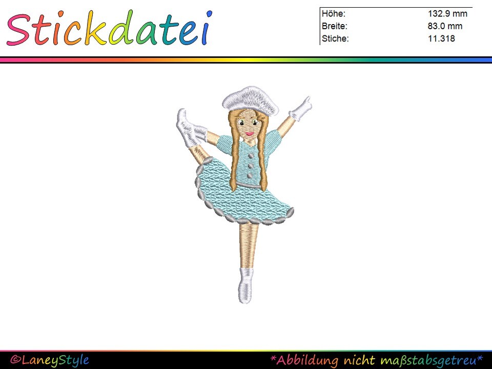 Stickdesign Fasching - Gardetänzerin - Tanzen - Garde