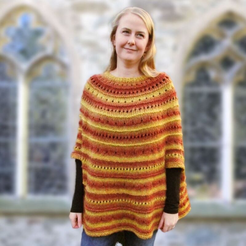 Mellea Poncho, round yoke, top down, beginner pattern - Image 6