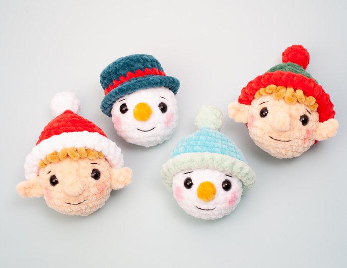 Crochet Christmas Ornaments Pattern Set – Santa Claus, Elf & Snowman