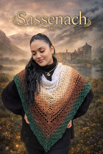 Crochet Pattern Triangular Shawl “Sassenach” – with Crochet Chart