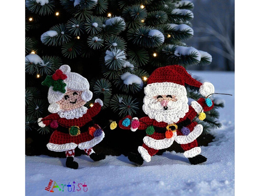 Santa Duo crochet applique - Image 2