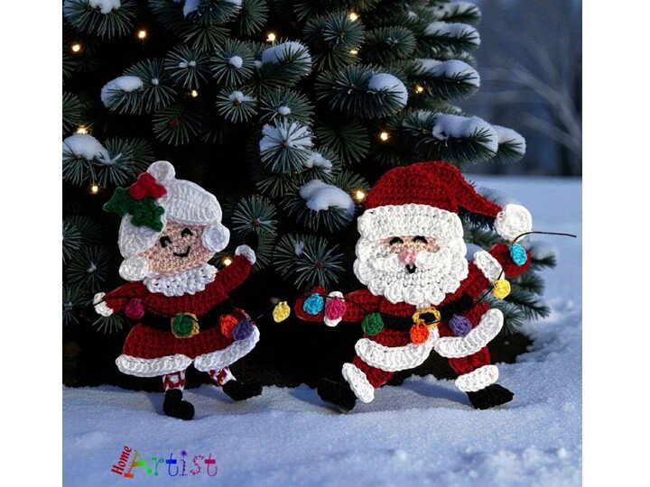 Santa Duo crochet applique