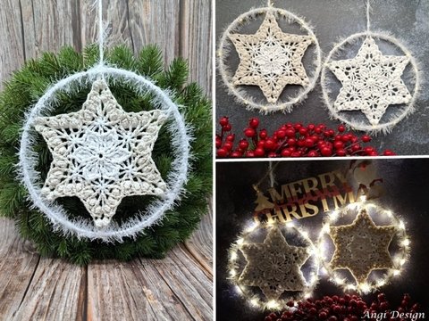 Häkelanleitung 3D-Stern , Fensterschmuck, Dekoration, Mandala