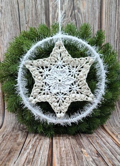 Häkelanleitung 3D-Stern , Fensterschmuck, Dekoration, Mandala