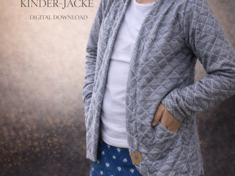 Schnittmuster Kinder Cardigan – Größe 74 bis 146 - Raffärmel & Kapuze