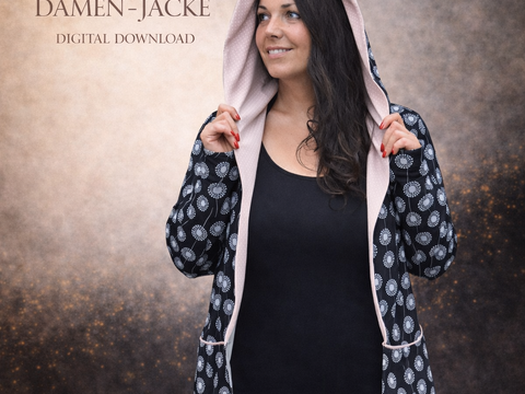 Schnittmuster Damen Cardigan – Groessen 32 bis 50 – Mit Kapuze oder Buendch