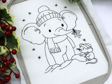 Stickdatei Maus und Elefant best friends