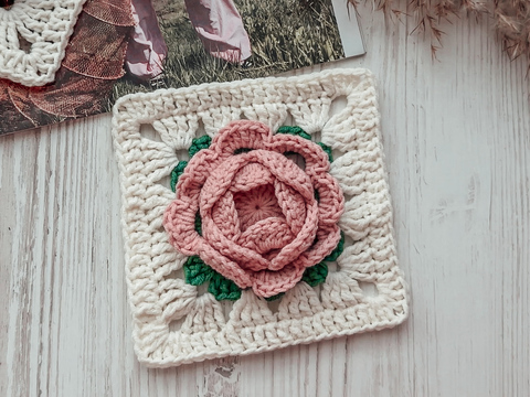 Crochet pattern granny square flower motif PDF and video tutorial