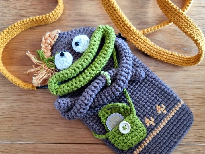 T4 Häkelanleitung. Kleine Umhängetasche. Handytasche. Kindertasche.