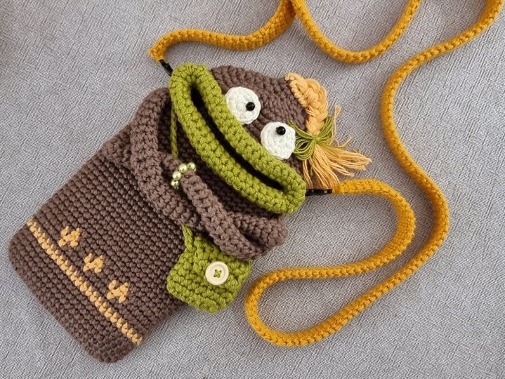 T4 Häkelanleitung. Kleine Umhängetasche. Handytasche. Kindertasche.