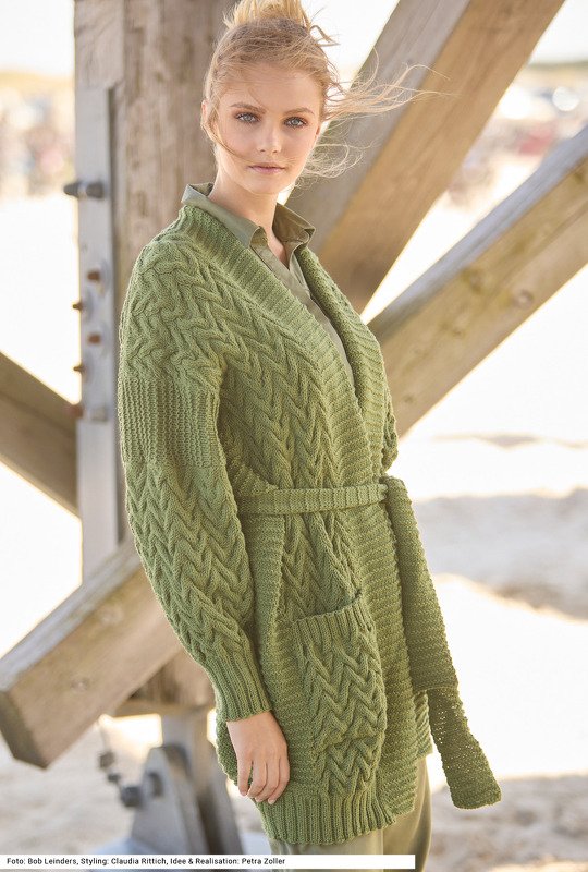 Jacke/Mantel mit Zopfmusterstreifen - Bild 4