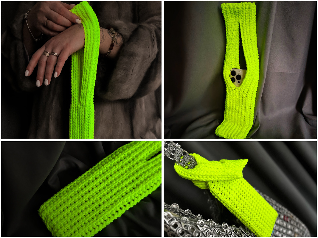 Crochet pattern phone case pocket neon stretch holder PDF video tutorial