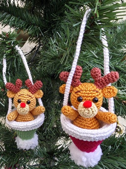 Anhänger "Elch in der Bommelmütze" - Häkelanleitung