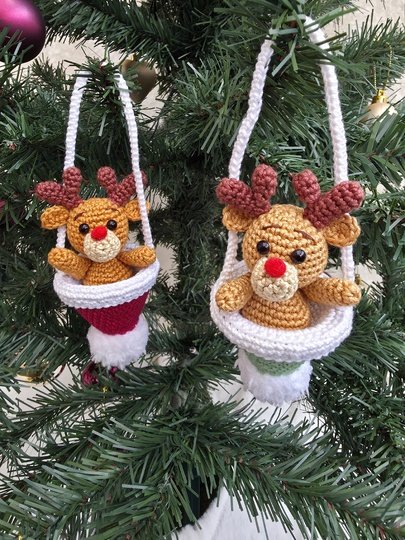 Anhänger "Elch in der Bommelmütze" - Häkelanleitung