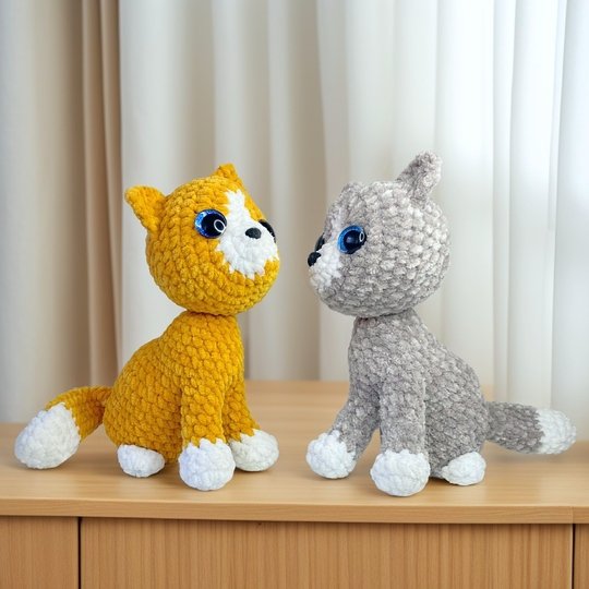 Plush Cat –  Calico, Siamese or Ginger. Crochet Pattern