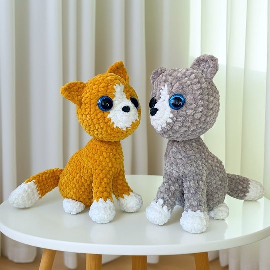 Plush Cat –  Calico, Siamese or Ginger. Crochet Pattern