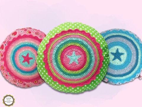 Star Pillow "Shabby Stars", Cushion Christmas decoration, Crochet Pattern