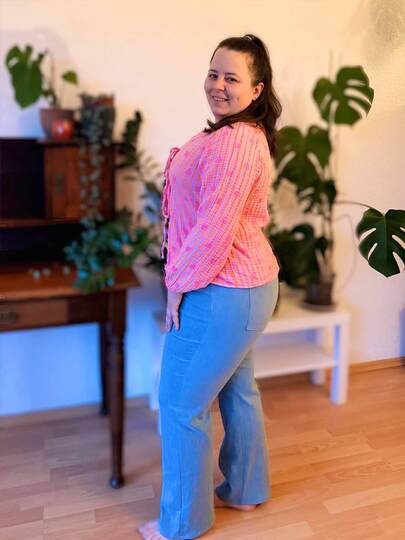 Schnittmuster High Waist Bootcut Jeans "Der blaue Pfad" Damen Gr. 64 - 124