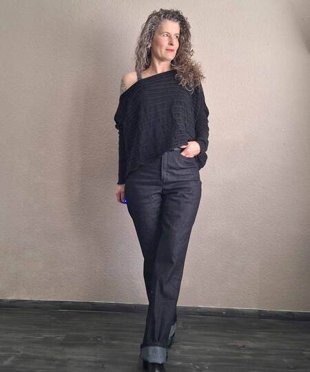 Schnittmuster High Waist Bootcut Jeans "Der blaue Pfad" Damen Gr. 64 - 124