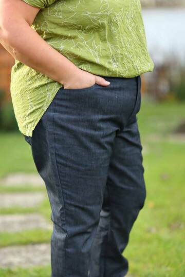 Schnittmuster High Waist Bootcut Jeans "Der blaue Pfad" Damen Gr. 64 - 124