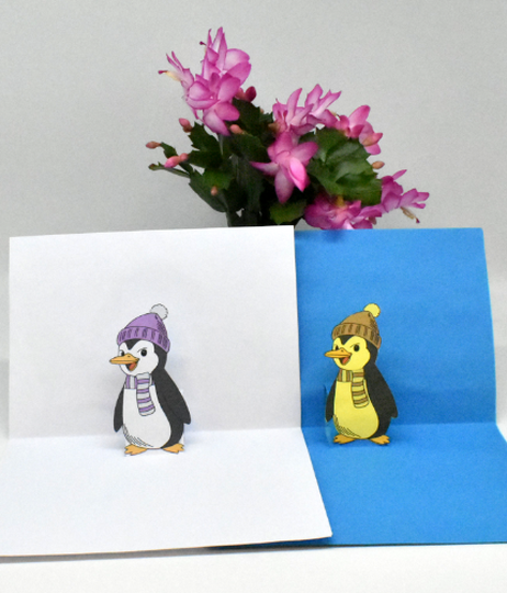 Bastelanleitung Pop-Up-Karte Pinguin