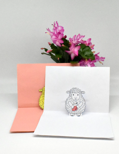 Bastelanleitung Pop-Up-Karte Schaf
