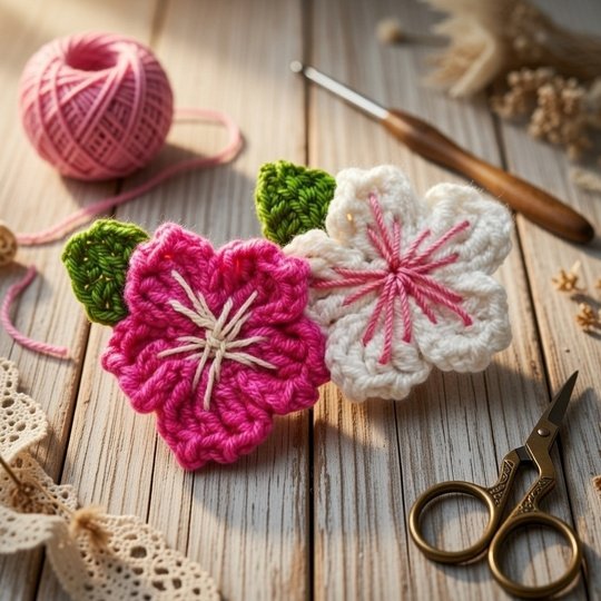 Crochet Flowers Hair Clip Pattern – PDF + Video Tutorial