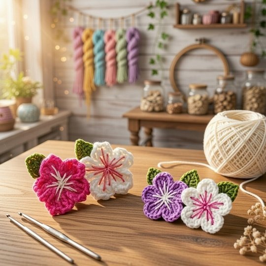 Häkelanleitung Blumen Haarclip – PDF + Video Tutorial