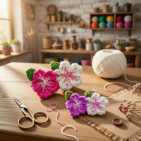 Häkelanleitung Blumen Haarclip – PDF + Video Tutorial