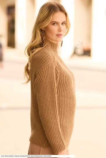 Zweifarbiger Halbpatent-Pullover