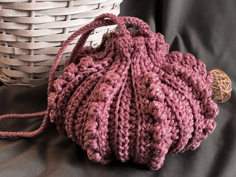 Crochet pattern pumpkin bobble handbag 2 in 1 PDF and video tutorial