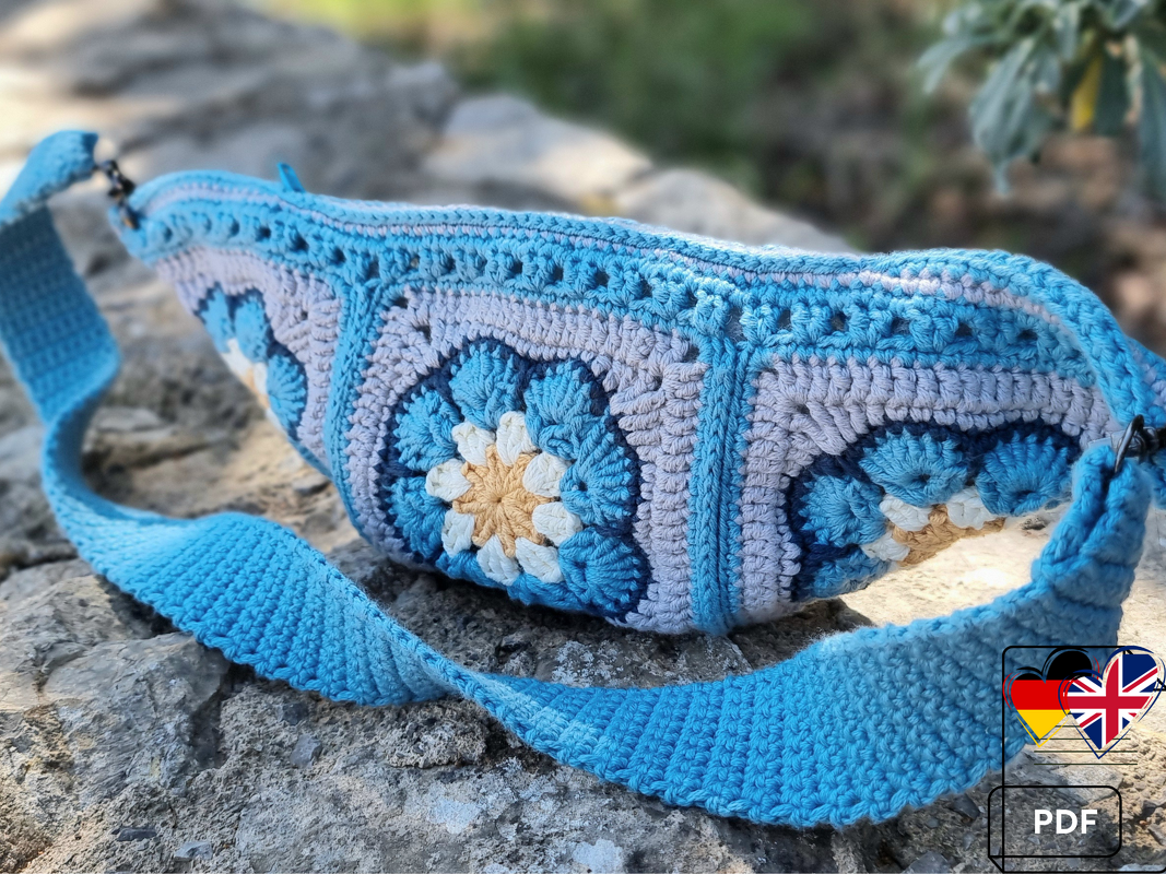 T11 Crochet pattern. Granny‑square crossbody sling bag