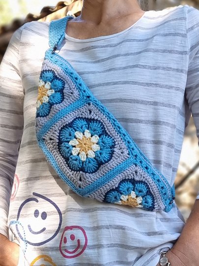 T11 Crochet pattern. Granny‑square crossbody sling bag