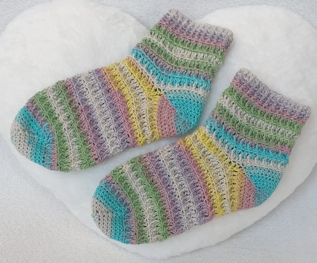 Anleitung gehäkelte Socken Minneapolis mit Bumerangferse in allen Größen