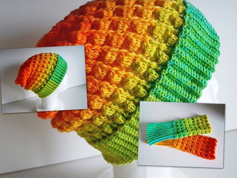 Beanie und Handstulpen "Kunterbunt" Häkelanleitung