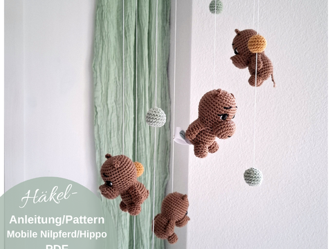 Crochet pattern hippo mobile
