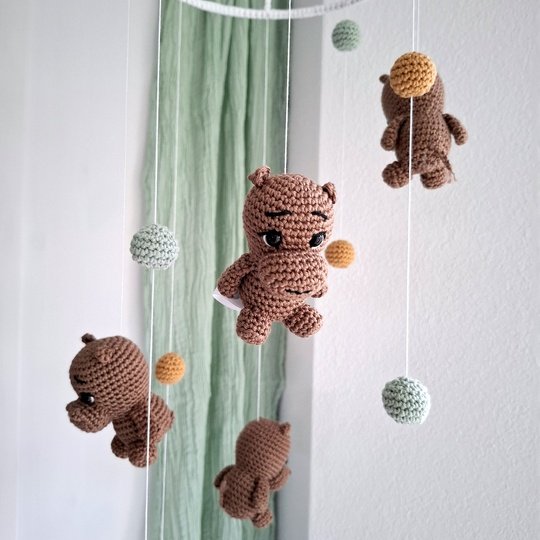 Crochet pattern hippo mobile