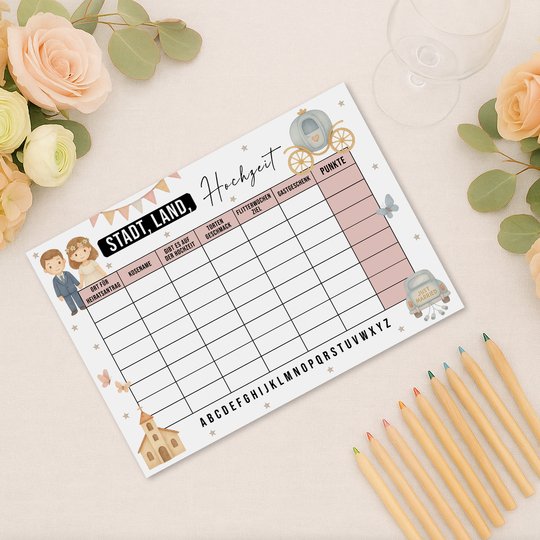 STADT, LAND, HOCHZEIT Druckvorlage Kinderbeschäftigung Hochzeit Download