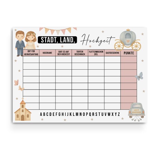 STADT, LAND, HOCHZEIT Druckvorlage Kinderbeschäftigung Hochzeit Download