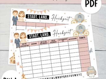 STADT, LAND, HOCHZEIT Druckvorlage Kinderbeschäftigung Hochzeit Download