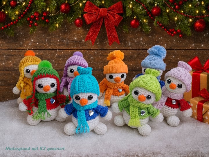 Häkelanleitung kleine Schneemann Bande