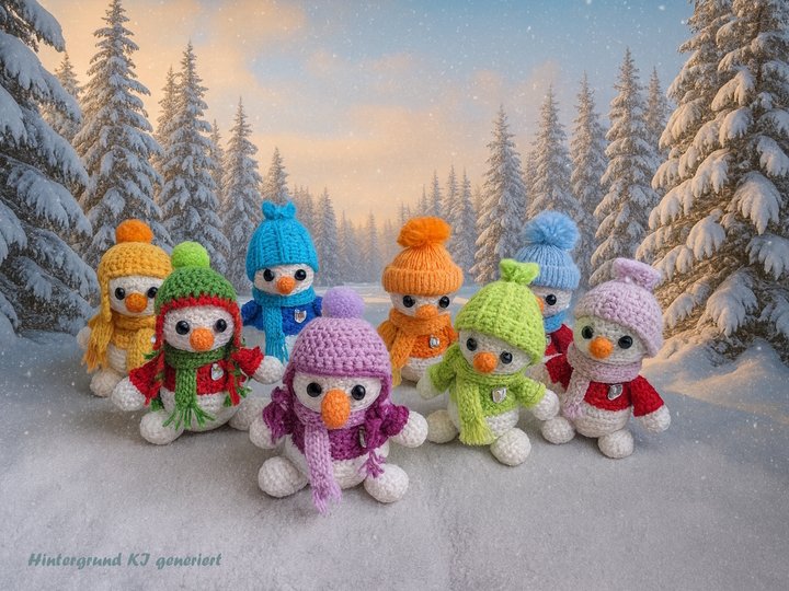 Häkelanleitung kleine Schneemann Bande