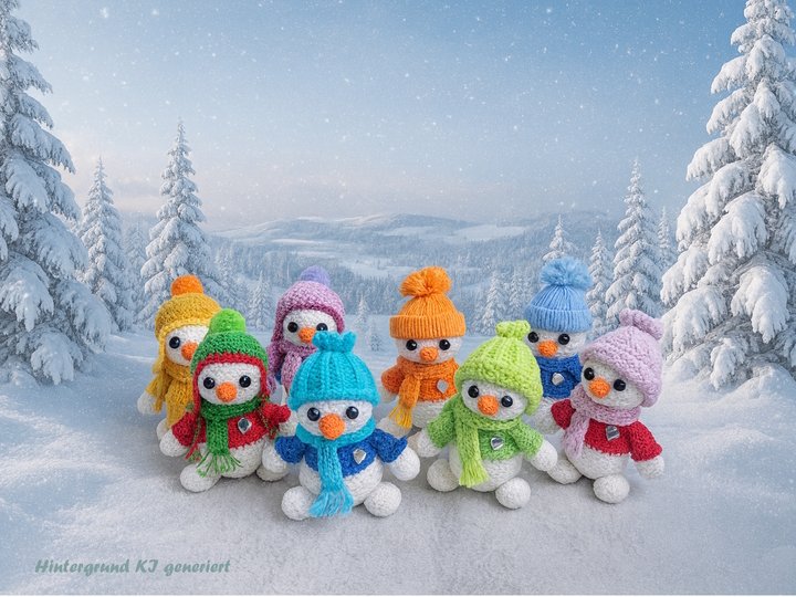 Häkelanleitung kleine Schneemann Bande