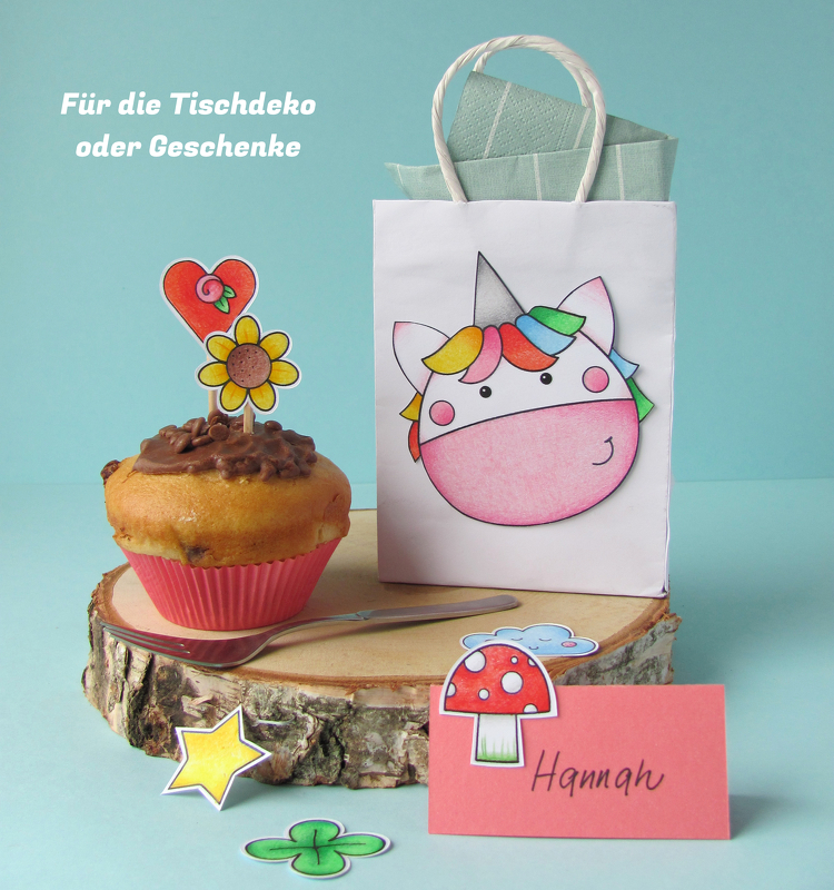 Einhörner zum Ausmalen und Basteln für Namensketten, Karten, Tischdeko - Bild 9