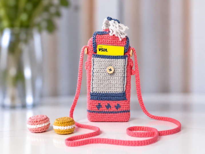 T41 Häkelanleitung. Kleine Umhängetasche. Handytasche. Kindertasche.