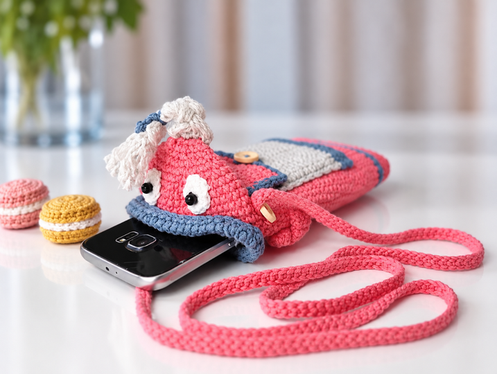 T41 Häkelanleitung. Kleine Umhängetasche. Handytasche. Kindertasche.