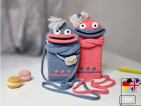 T41 Häkelanleitung. Kleine Umhängetasche. Handytasche. Kindertasche.