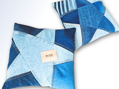 Sternen-Kissen nähen mit Hotelverschluss, Jeans Upcycling Schnittmuster