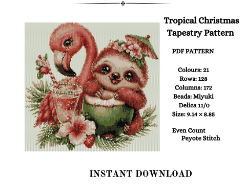 Tropical Christmas Tapestry Pattern