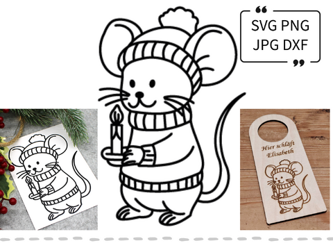 Plotterdatei Laserdatei Maus mit Kerze